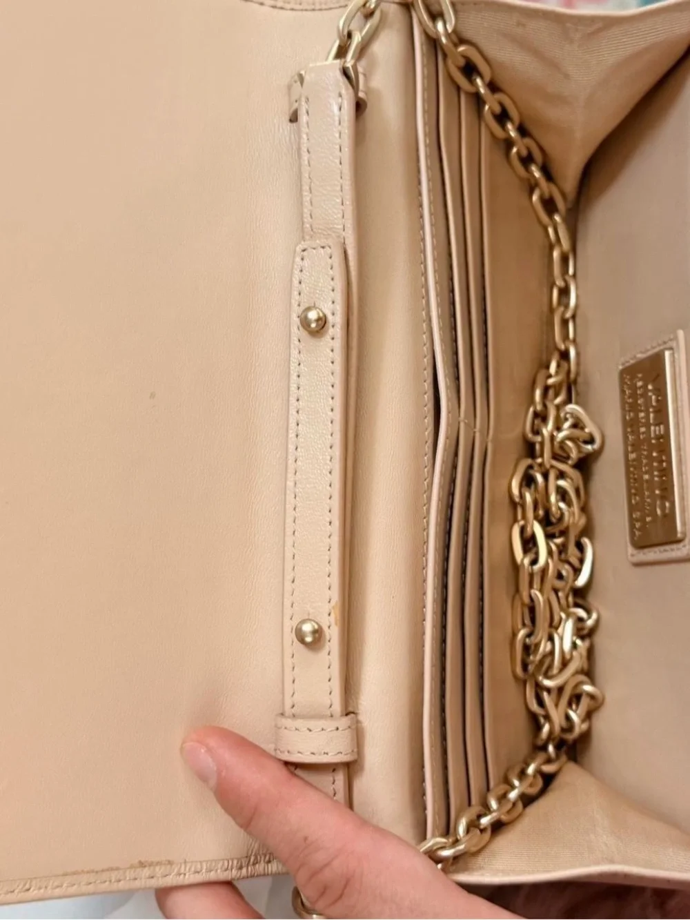 Valentino by Mario Valentino Beige Leather Shoulder Bag